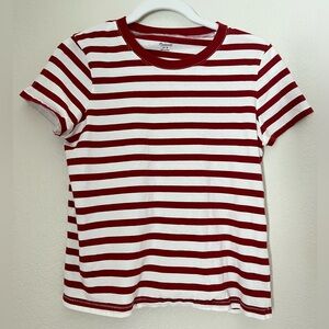 Madewell Nautical Classic Cotton Red + White Striped Crewneck Tee